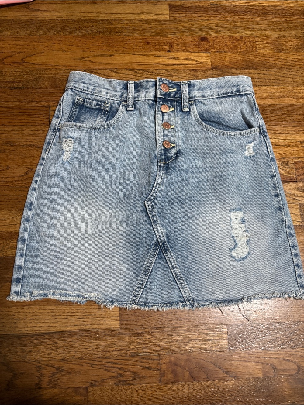 Old Navy girls size XL (14) button fly distressed denim cut off skirt